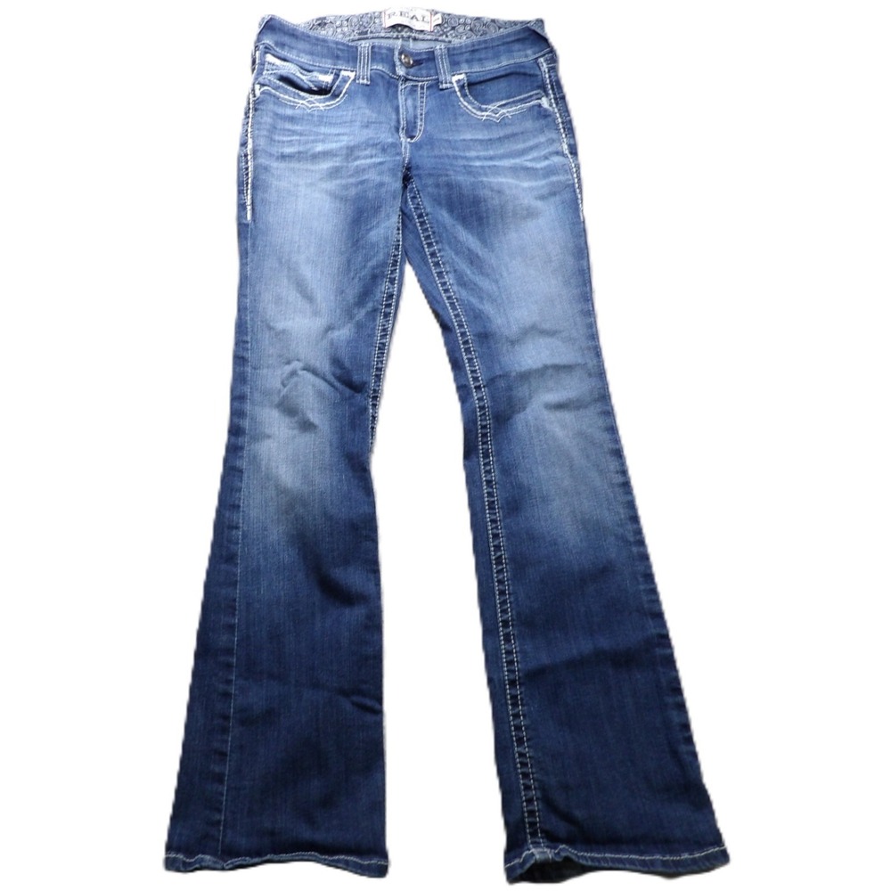 Ariat Real Denim Women 29R Blue Bootcut Jeans Mid Rise Stretch Pocket Embroidery - Picture 2 of 16